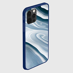 Чехол для iPhone 12 Pro Сине-белые разводы краски, цвет: 3D-тёмно-синий — фото 2