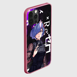 Чехол для iPhone 12 Pro Рем в черном - Re:Zero, цвет: 3D-малиновый — фото 2