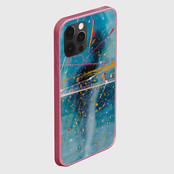 Чехол для iPhone 12 Pro Абстрактный голубой фон, тени и краски, цвет: 3D-малиновый — фото 2