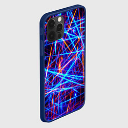 Чехол для iPhone 12 Pro Красно-синие неоновые линии, цвет: 3D-тёмно-синий — фото 2