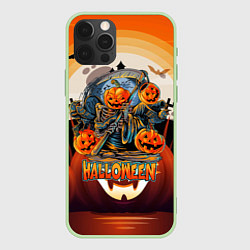 Чехол для iPhone 12 Pro Хэллоуин - тыквы, цвет: 3D-салатовый