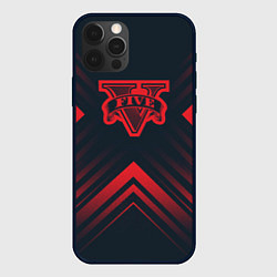 Чехол для iPhone 12 Pro Красный символ GTA на темном фоне со стрелками, цвет: 3D-черный