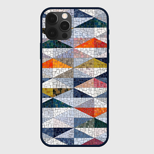 Чехол iPhone 12 Pro Каменный разноцветный паттерн / 3D-Черный – фото 1