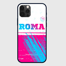 Чехол для iPhone 12 Pro Roma neon gradient style: символ сверху, цвет: 3D-черный