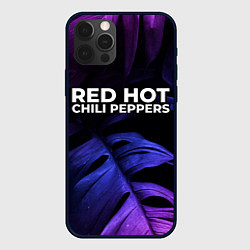 Чехол iPhone 12 Pro Red Hot Chili Peppers neon monstera