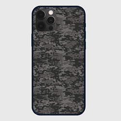 Чехол для iPhone 12 Pro Камуфляж AOR-2 серый пиксель, цвет: 3D-черный