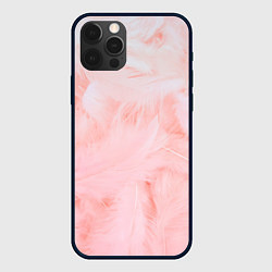 Чехол для iPhone 12 Pro Aesthetic visual art pink feathers, цвет: 3D-черный