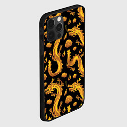 Чехол для iPhone 12 Pro Golden dragons, цвет: 3D-черный — фото 2
