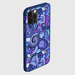 Чехол для iPhone 12 Pro Flower patterns, цвет: 3D-тёмно-синий — фото 2