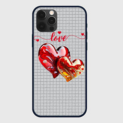 Чехол для iPhone 12 Pro Love - сердечки, цвет: 3D-черный