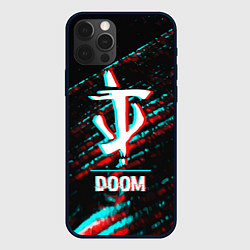 Чехол для iPhone 12 Pro Doom в стиле glitch и баги графики на темном фоне, цвет: 3D-черный