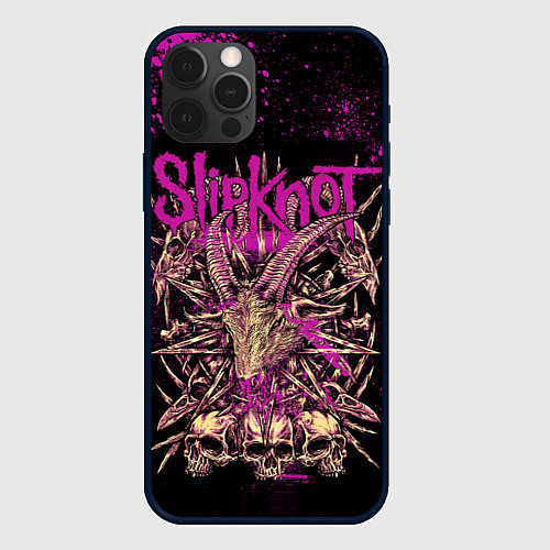 Чехол iPhone 12 Pro Slipknot pink / 3D-Черный – фото 1