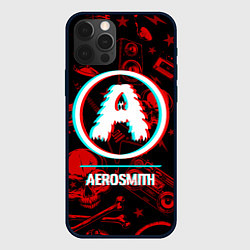 Чехол для iPhone 12 Pro Aerosmith rock glitch, цвет: 3D-черный