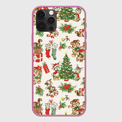 Чехол для iPhone 12 Pro Christmas Рождество, цвет: 3D-малиновый