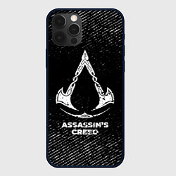 Чехол для iPhone 12 Pro Assassins Creed с потертостями на темном фоне, цвет: 3D-черный