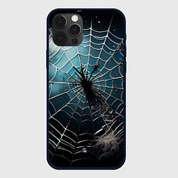 Чехол для iPhone 12 Pro Halloween - паутина на фоне мрачного неба, цвет: 3D-черный