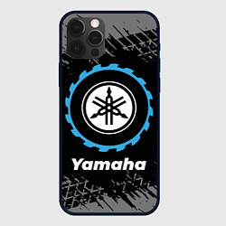 Чехол для iPhone 12 Pro Yamaha в стиле Top Gear со следами шин на фоне, цвет: 3D-черный