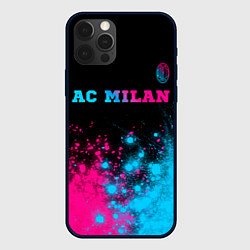 Чехол для iPhone 12 Pro AC Milan - neon gradient: символ сверху, цвет: 3D-черный