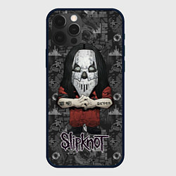 Чехол для iPhone 12 Pro Slipknot серый абстрактный фон, цвет: 3D-черный