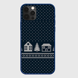 Чехол для iPhone 12 Pro Имитация вязанного узора, цвет: 3D-тёмно-синий