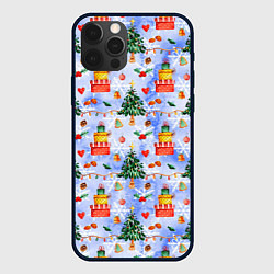 Чехол для iPhone 12 Pro Новый год - елки и подарки, цвет: 3D-черный