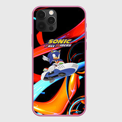 Чехол для iPhone 12 Pro Sonic Free Riders - Hedgehog, цвет: 3D-малиновый