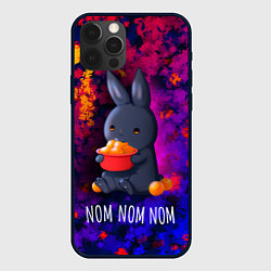 Чехол для iPhone 12 Pro Кролик с мандаринами - Nom nom nom, цвет: 3D-черный