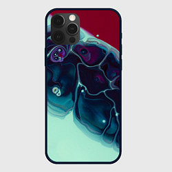Чехол для iPhone 12 Pro Вода и краски - синие и красные, цвет: 3D-черный