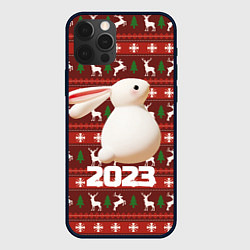 Чехол для iPhone 12 Pro Белый большой кролик 2023, цвет: 3D-черный