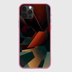 Чехол для iPhone 12 Pro Геометрические абстрактные линии и столбы, цвет: 3D-малиновый