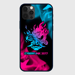Чехол для iPhone 12 Pro Cyberpunk 2077 - neon gradient, цвет: 3D-черный