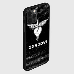 Чехол для iPhone 12 Pro Bon Jovi с потертостями на темном фоне, цвет: 3D-черный — фото 2