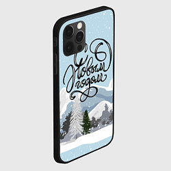 Чехол для iPhone 12 Pro Снежные горы - с Новым Годом!, цвет: 3D-черный — фото 2