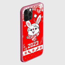 Чехол для iPhone 12 Pro Праздничный кролик 2023, цвет: 3D-малиновый — фото 2