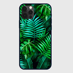 Чехол для iPhone 12 Pro Тропические растения - текстура, цвет: 3D-черный