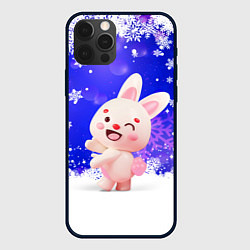 Чехол для iPhone 12 Pro Заяц и снежинки, цвет: 3D-черный
