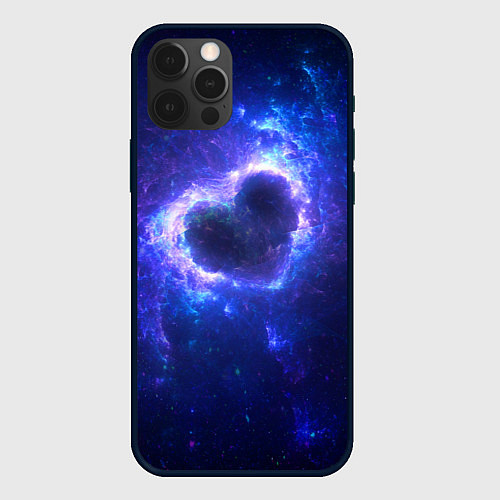 Чехол iPhone 12 Pro Галактика любви - neon heart / 3D-Черный – фото 1