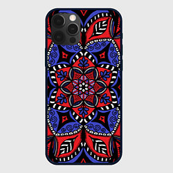 Чехол для iPhone 12 Pro Мандала в цветах триколора, цвет: 3D-черный