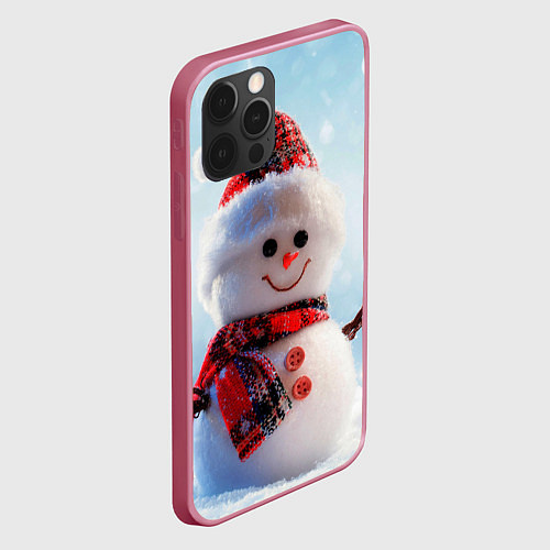 Чехол iPhone 12 Pro Снеговичёк / 3D-Малиновый – фото 2
