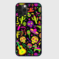 Чехол для iPhone 12 Pro Mexican motifs, цвет: 3D-черный