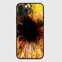 Чехол для iPhone 12 Pro Жёлтые текущие краски, цвет: 3D-черный