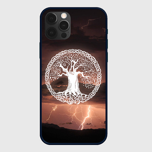 Чехол iPhone 12 Pro Yggdrasil white rune / 3D-Черный – фото 1