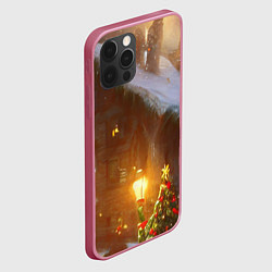 Чехол для iPhone 12 Pro Cельский коттедж, засыпанный снегом, цвет: 3D-малиновый — фото 2