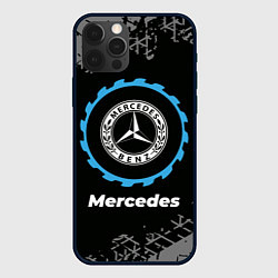 Чехол для iPhone 12 Pro Mercedes в стиле Top Gear со следами шин на фоне, цвет: 3D-черный