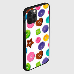 Чехол для iPhone 12 Pro Разноцветные пуговицы - паттерн, цвет: 3D-черный — фото 2