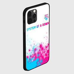 Чехол для iPhone 12 Pro System of a Down neon gradient style: символ сверх, цвет: 3D-черный — фото 2