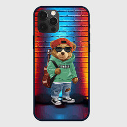 Чехол для iPhone 12 Pro Мишка гитарист, цвет: 3D-черный