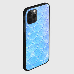 Чехол для iPhone 12 Pro Голубая чешуя русалки - паттерн, цвет: 3D-черный — фото 2