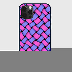 Чехол для iPhone 12 Pro Фиолетово-сиреневая плетёнка - оптическая иллюзия, цвет: 3D-черный