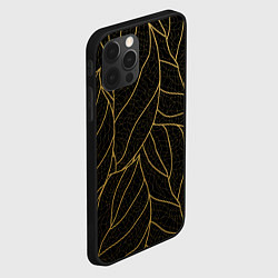 Чехол для iPhone 12 Pro Золотые листья градиент, цвет: 3D-черный — фото 2